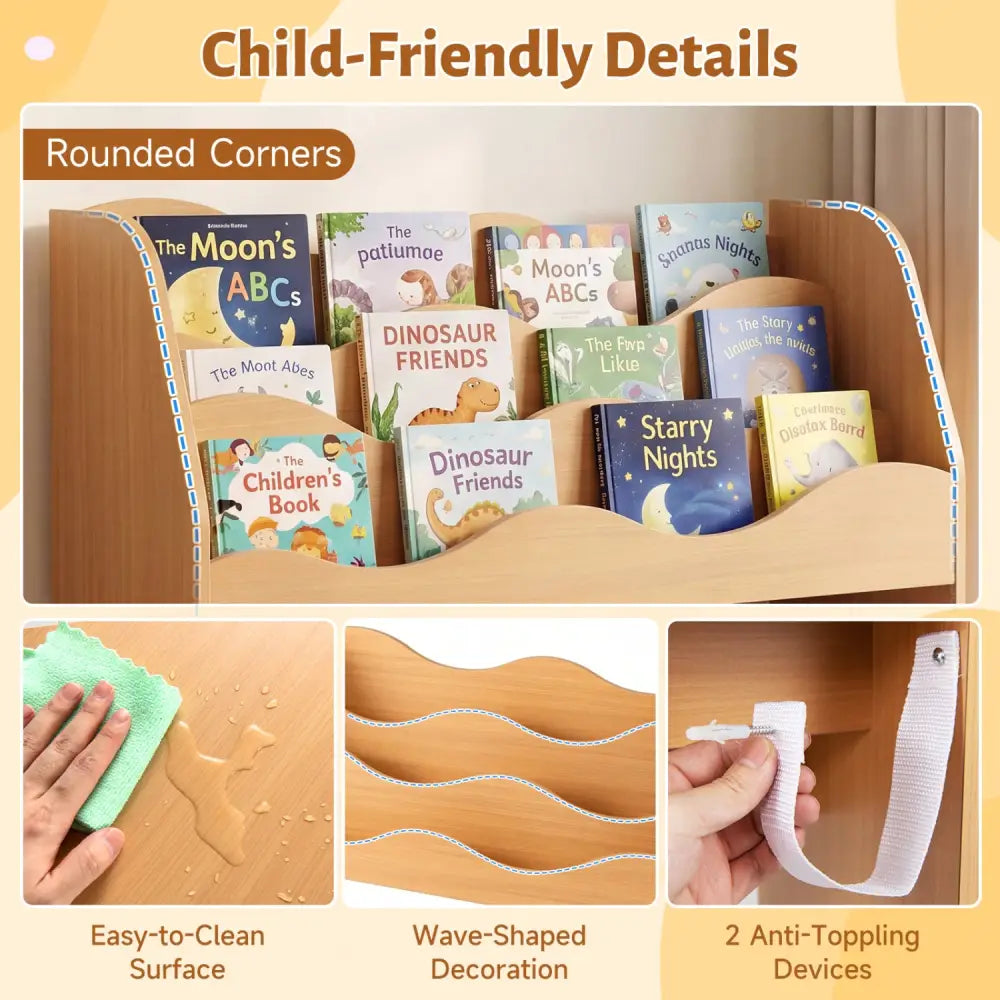 Kids Toy Wooden Storage Organizer with 2 Rolling Drawers for Kids Room-Natrual - Natural - Kids Storage