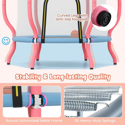 Kids Trampoline Indoor & Outdoor Pumpkin Trampoline-Pink - Pink - Outdoor Play