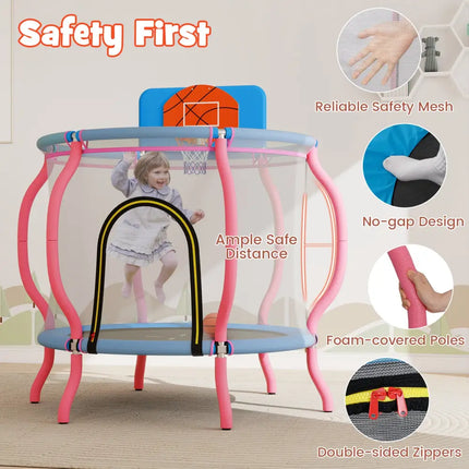 Kids Trampoline Indoor & Outdoor Pumpkin Trampoline-Pink - Pink - Outdoor Play