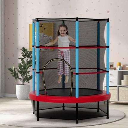 Kids Trampoline Recreational Bounce Jumper with Safety Enclosure Net-Navy - Navy - Trampolines