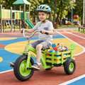 Kids Tricycle with 15 Inch Inflatable Rubber Tires -Green - Green - Push & Pedal Ride On Toys