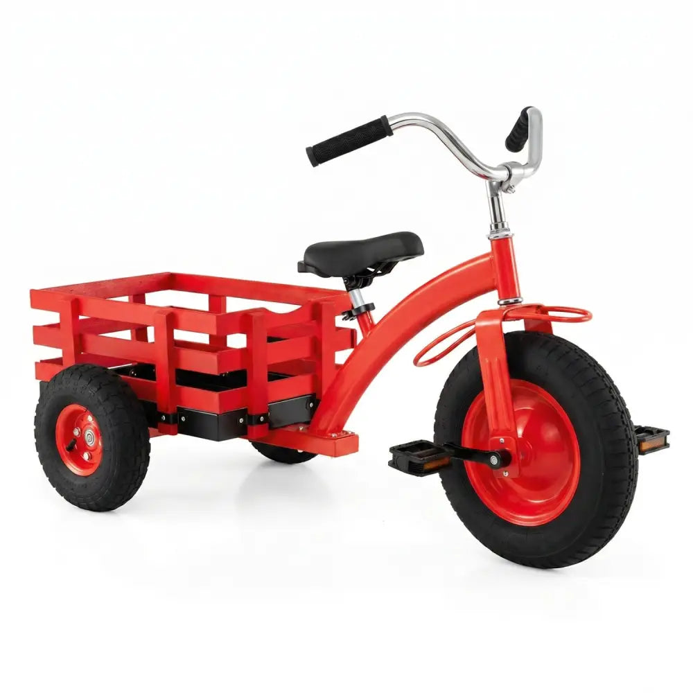 Kids Tricycle with 15 Inch Inflatable Rubber Tires-Red - Red - Push & Pedal Ride On Toys