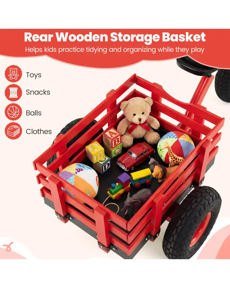 Kids Tricycle with 15 Inch Inflatable Rubber Tires-Red - Red - Push & Pedal Ride On Toys