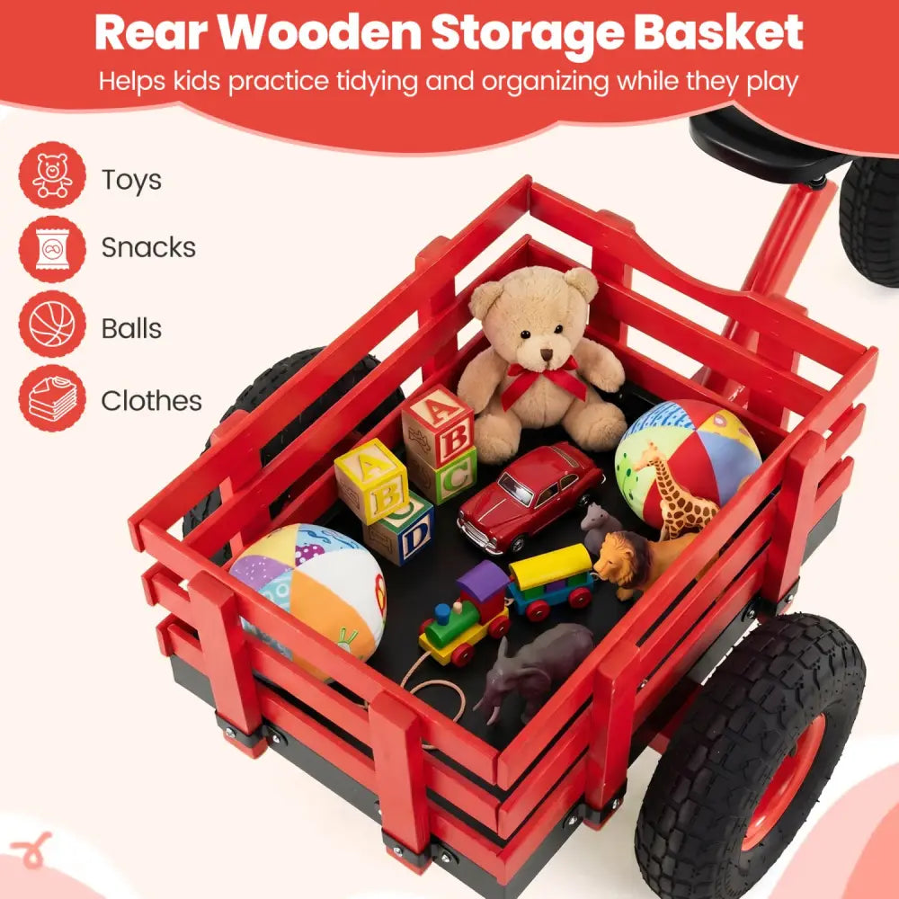 Kids Tricycle with 15 Inch Inflatable Rubber Tires-Red - Red - Push & Pedal Ride On Toys