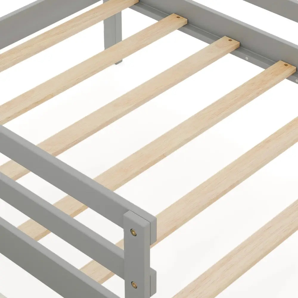 Kids Twin Size Bed with 2 Drawers Solid Wood Bed with Blackboard-Gray - Gray - Toddler Beds