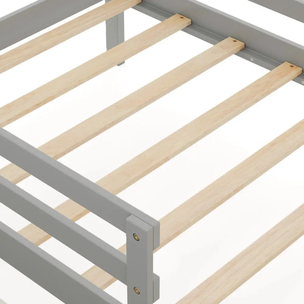 Kids Twin Size Bed with 2 Drawers Solid Wood Bed with Blackboard-Gray - Gray - Toddler Beds