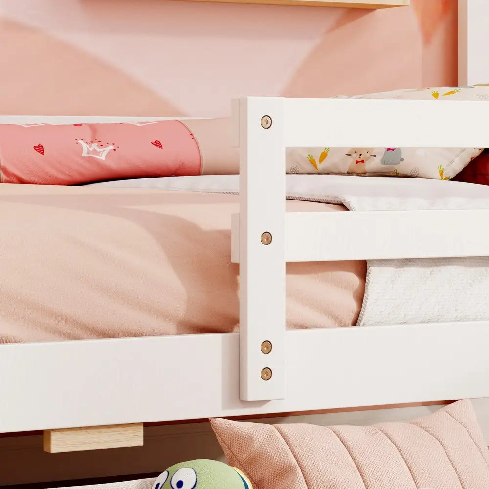 Kids Twin Size Bed with 2 Drawers Solid Wood Bed with Blackboard-White - White - Toddler Beds