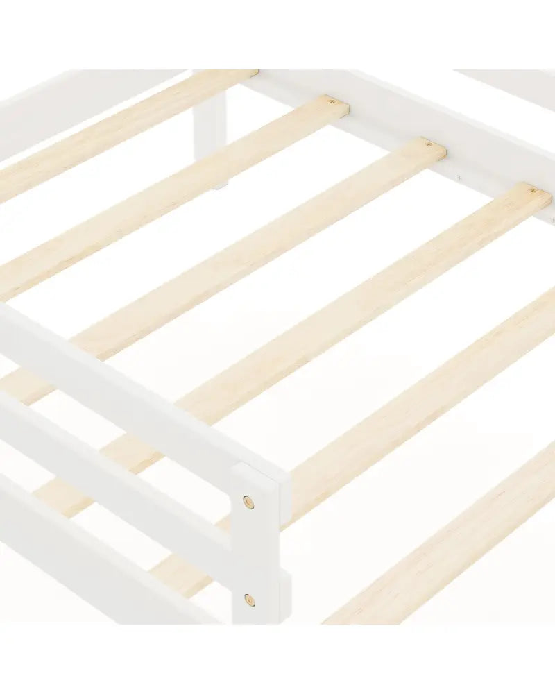 Kids Twin Size Bed with 2 Drawers Solid Wood Bed with Blackboard-White - White - Toddler Beds