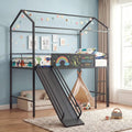 Kids Twin Size Loft Bed with Ladder and Slide for Bedroom-Black - Black - Toddler Beds