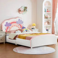 Kids Twin Size Upholstered Platform Wooden Bed with Rainbow Pattern - Oasis Home Essentials
