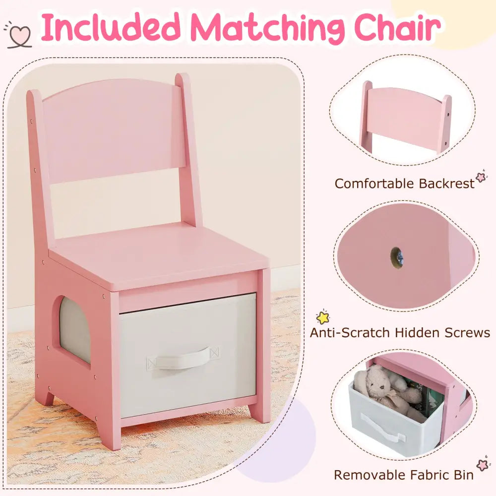 Kids Vanity Set Pretend Play Dressing Table Set with 3-Color Lighting Modes Adjustable Brightness and Mirror