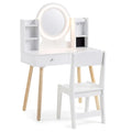Kids Vanity Set with Lighted Mirror and Storage Drawers-White - White - Kids Vanities