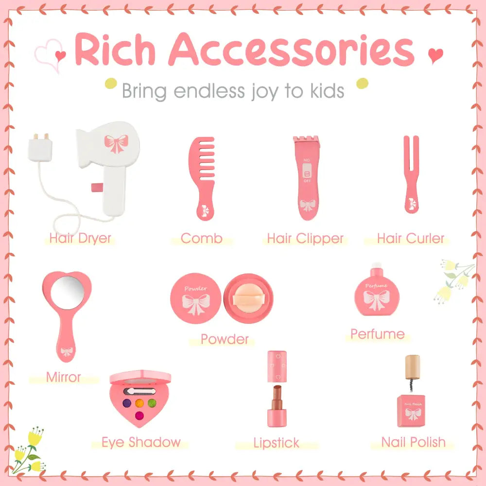 Kids Vanity Set with Tri-folding Mirror-White - White - Kids Vanities