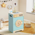 Kids Washer Playset Toy Washing Machine with Laundry Detergent-Blue - Blue - Pretend Toys