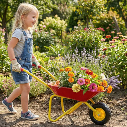 Kids Wheelbarrow with All-Terrain Wheels-Red - Red - Sandboxes