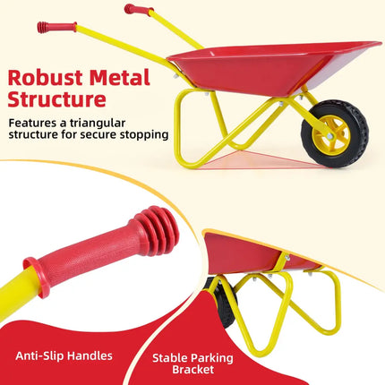 Kids Wheelbarrow with All-Terrain Wheels-Red - Red - Sandboxes