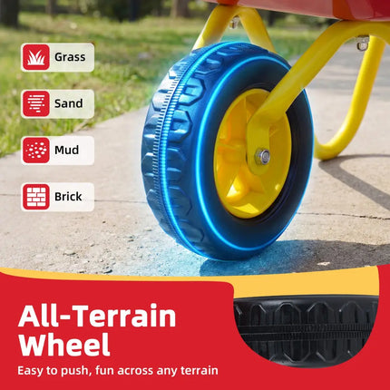 Kids Wheelbarrow with All-Terrain Wheels-Red - Red - Sandboxes