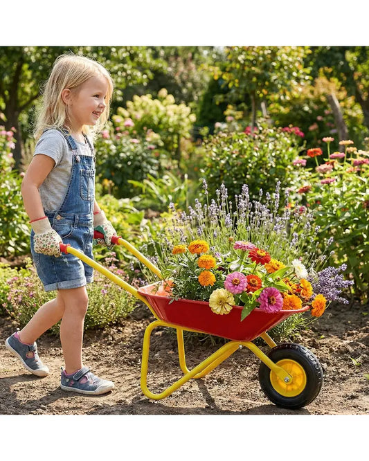 Kids Wheelbarrow with All-Terrain Wheels-Red - Red - Sandboxes