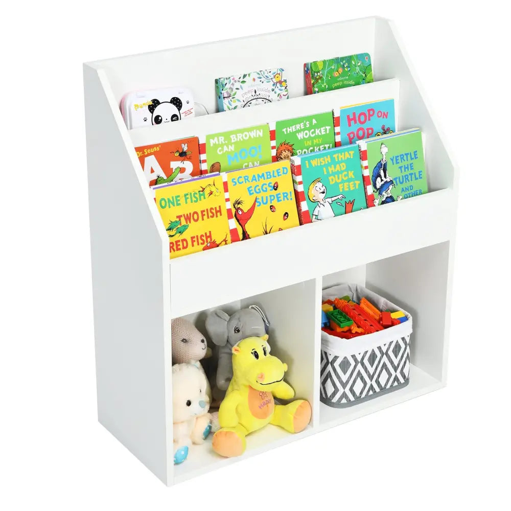 Kids Wooden Bookshelf Bookcase Children Toy Storage Cabinet Organizer White - White - Kids Storage