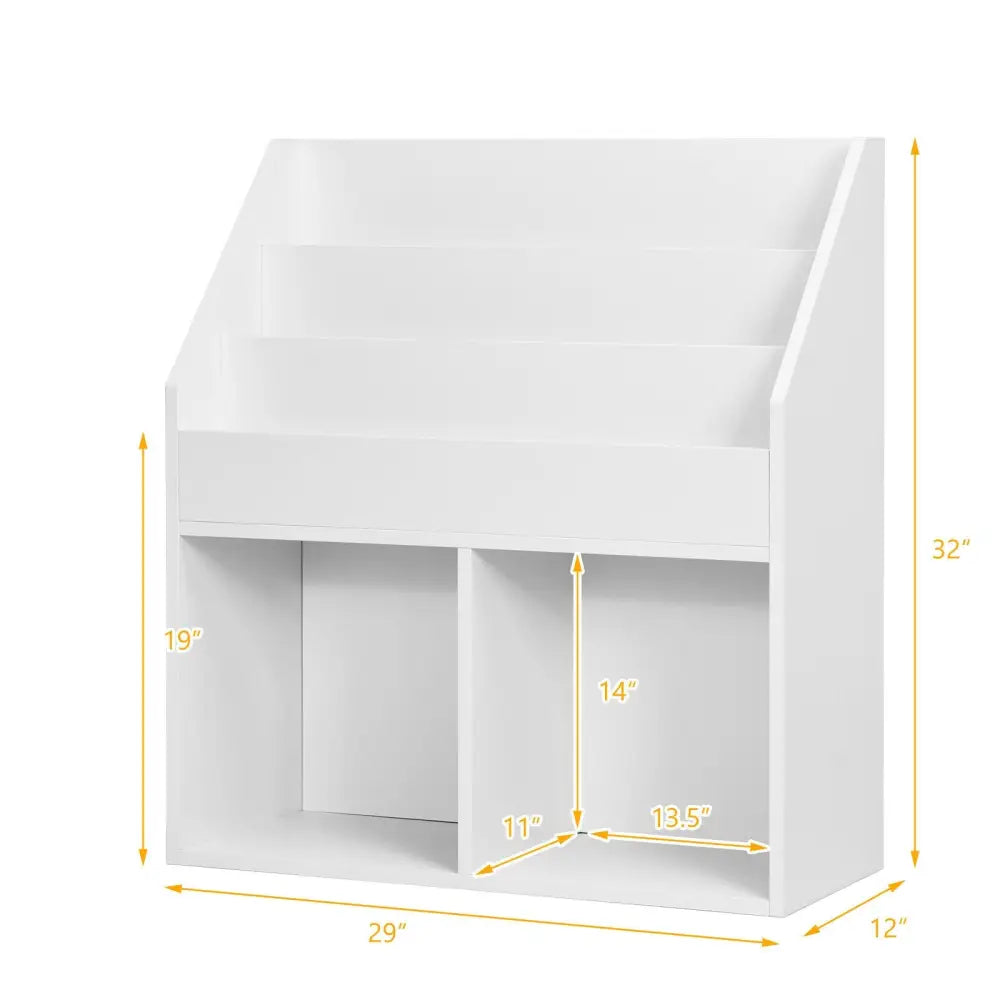 Kids Wooden Bookshelf Bookcase Children Toy Storage Cabinet Organizer White - White - Kids Storage