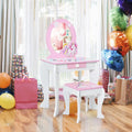Kids Wooden Makeup Dressing Table and Chair Set with Mirror and Drawer-White - White - Kids Vanities