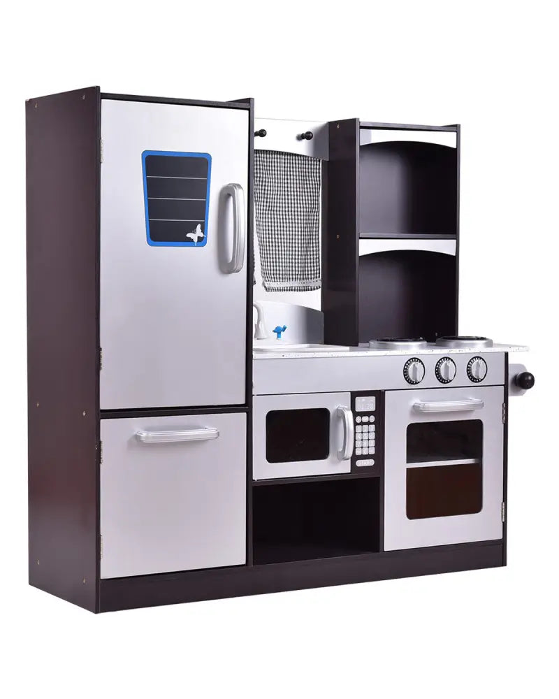 Kids Wooden Modern Kitchen Cooking Pretend Play Set - Coffee - Play Kitchen Sets