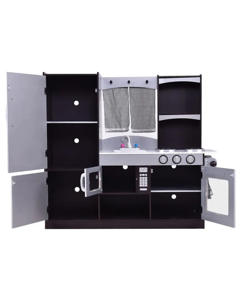 Kids Wooden Modern Kitchen Cooking Pretend Play Set - Coffee - Play Kitchen Sets