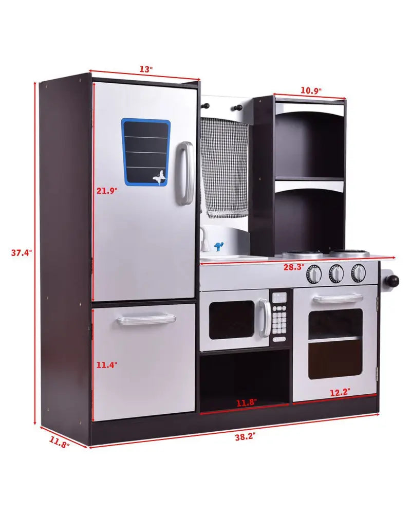 Kids Wooden Modern Kitchen Cooking Pretend Play Set - Coffee - Play Kitchen Sets