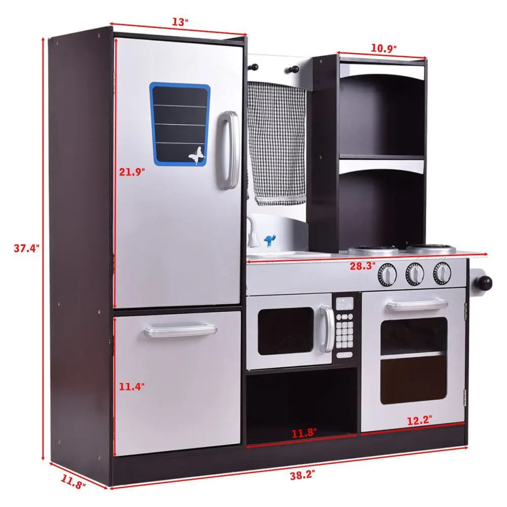 Kids Wooden Modern Kitchen Cooking Pretend Play Set - Coffee - Play Kitchen Sets