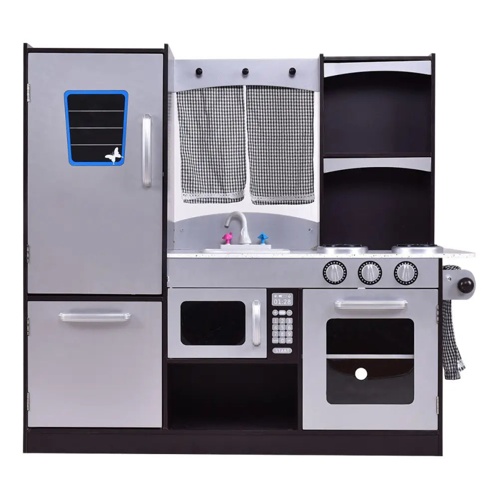 Kids Wooden Modern Kitchen Cooking Pretend Play Set - Coffee - Play Kitchen Sets