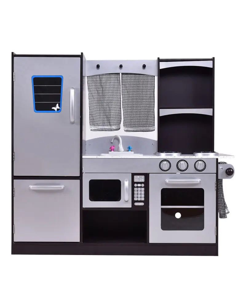 Kids Wooden Modern Kitchen Cooking Pretend Play Set - Coffee - Play Kitchen Sets