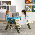 Kids Wooden Picnic Table Set Toddler Activity and Dining Table with Built-in Benches - Kids Table & Chair Sets