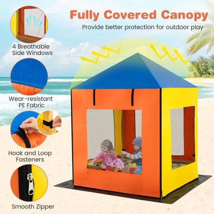 Kids Wooden Sandbox with Canopy Large Sand Pit with Mesh Windows and Bottom Liner-Multicolor - Multicolor - Sandboxes