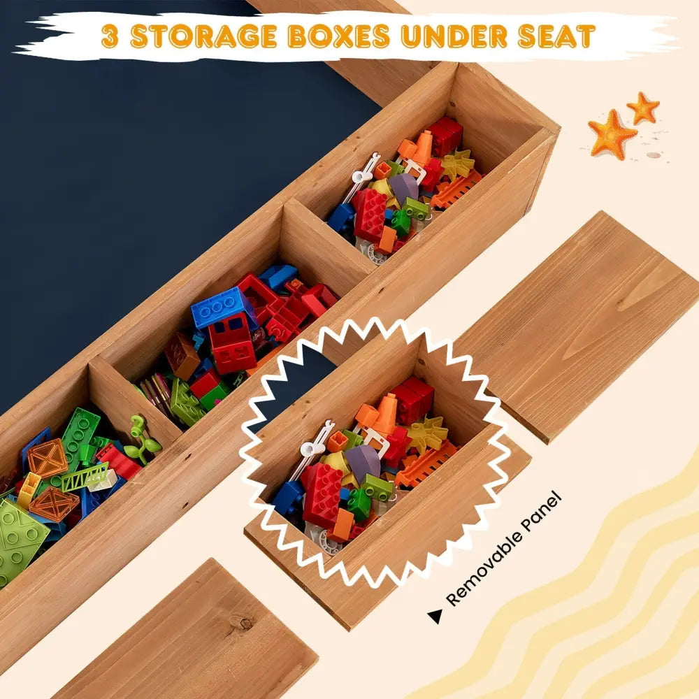 Kids Wooden Square Sandbox with Cover - Brown - Sandboxes