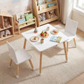 Kids Wooden Table and 2 Chairs Set-White - White - Kids Table & Chair Sets