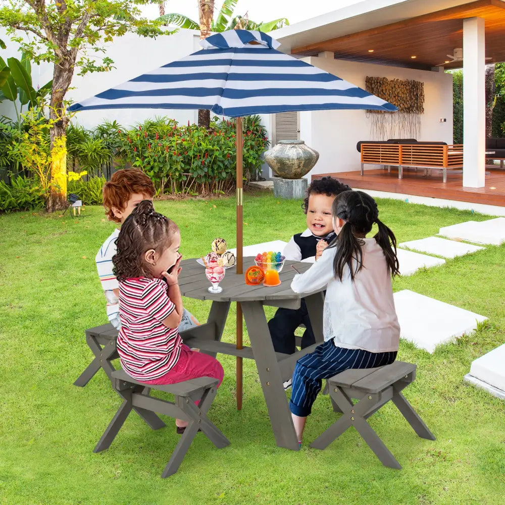 Kids Wooden Table Set for Children Aged 3+ Years-Gray - Gray - Kids Table & Chair Sets