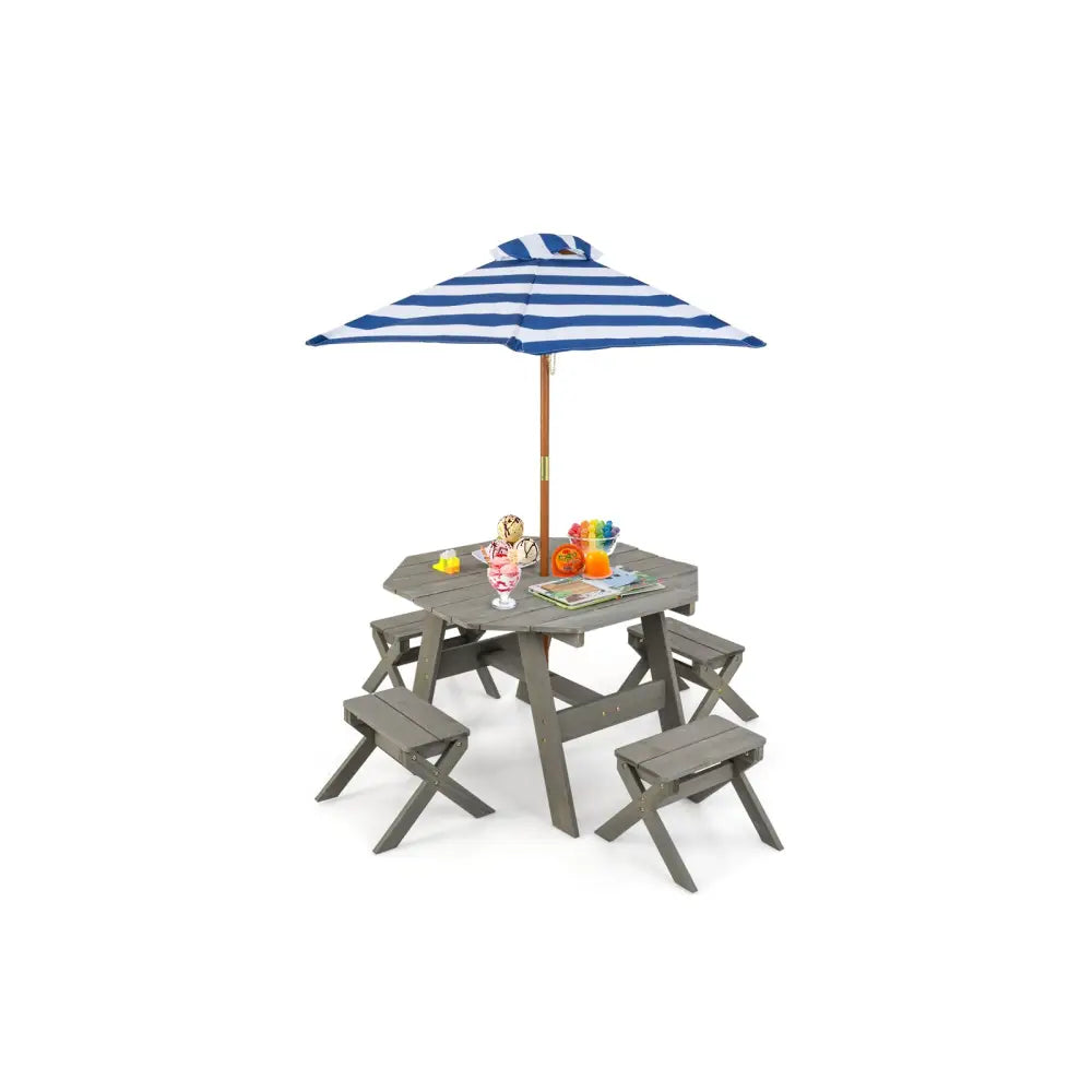 Kids Wooden Table Set for Children Aged 3+ Years-Gray - Gray - Kids Table & Chair Sets