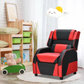 Kids Youth PU Leather Gaming Sofa Recliner with Headrest and Footrest-Red - Red - Kids Chairs & Seating
