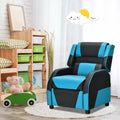 Kids Youth PU Leather Gaming Sofa Recliner with Headrest and Footrest-Blue - Blue - Kids Chairs & Seating