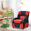 Kids Youth PU Leather Gaming Sofa Recliner with Headrest and Footrest-Red - Red - Kids Chairs & Seating