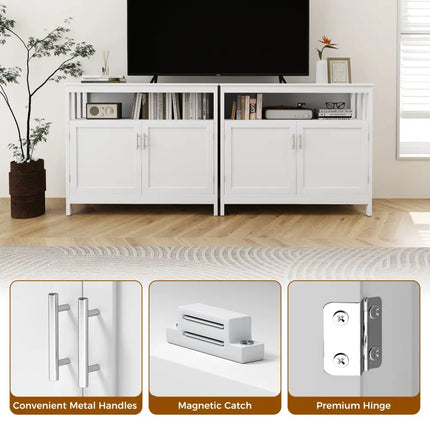 Kitchen Buffet Server Sideboard Storage Cabinet with 2 Doors and Shelf-White - White - Sideboards Cabinets & Buffets