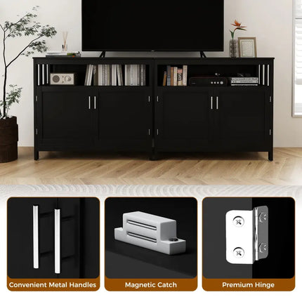 Kitchen Buffet Server Sideboard Storage Cabinet with 2 Doors and Shelf-Black - Black - Sideboards Cabinets & Buffets