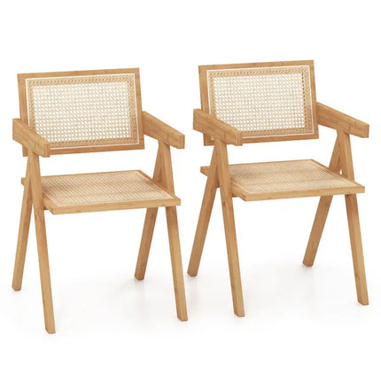 Kitchen Dining Set with Extendable Table 2 Rattan Accent Chairs and Kitchen Cabinet - Kitchen & Dining