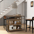 Kitchen Island with 4-Tier Storage Shelf and Long Footrest for Home-Rustic Brown - Rustic Brown - Kitchen Islands &