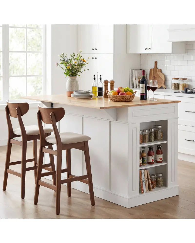 Kitchen Island with Storage and 3-Level Adjustable Shelves-White - White - Kitchen Islands & Carts