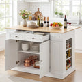 Kitchen Island with Storage and 3-Level Adjustable Shelves-White - White - Kitchen Islands & Carts