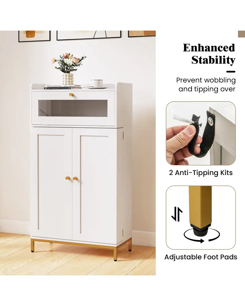 Kitchen Pantry Cabinet Freestanding Food Storage Cupboard-White - White - Sideboards Cabinets & Buffets