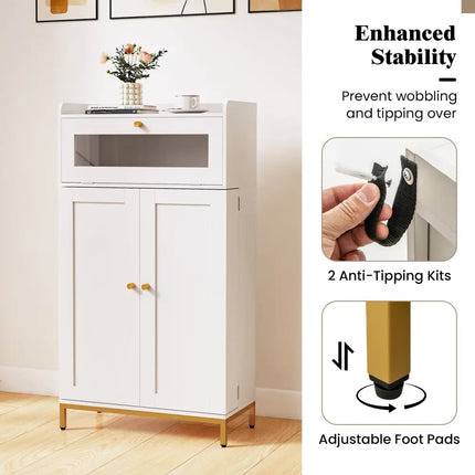 Kitchen Pantry Cabinet Freestanding Food Storage Cupboard-White - White - Sideboards Cabinets & Buffets