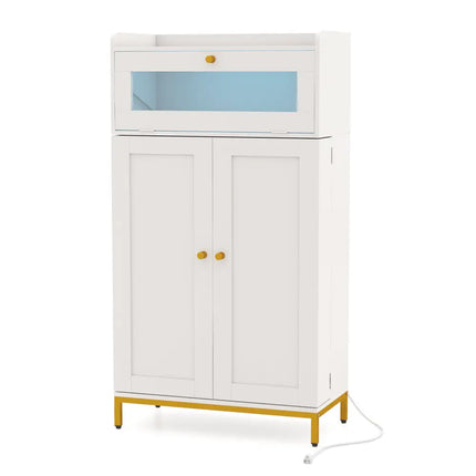 Kitchen Pantry Cabinet Freestanding Food Storage Cupboard-White - White - Sideboards Cabinets & Buffets