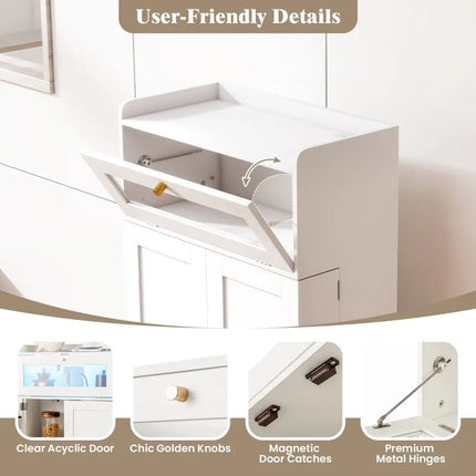Kitchen Pantry Cabinet Freestanding Food Storage Cupboard-White - White - Sideboards Cabinets & Buffets